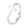 Minimalistischer S925 Sterling Silber Ring mit klassischem Kreuzdesign in poliertem Silber - Größe 6