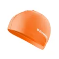 Orange kids swimming cap made of durable polyester with white DEWAVE logo print - Candy Series Orange Kids