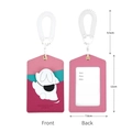 Pink and purple cartoon rabbit PU leather ID card holder with white spiral lanyard - Escaped Rabbit / Pink and Purple
