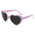 Pink heart-shaped sunglasses with dark grey lenses for women's stylish street fashion - Light Purple