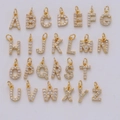 Detailed set of 26 gold alphabet pendants with sparkling rhinestones for jewelry DIY - Letter B Pendant (Pendant Only) / 18K Gold