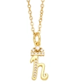 Close-up of a gold-plated necklace with lowercase h pendant and crown with zircons - Letter H