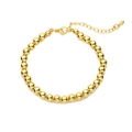 Elegante bracciale a sfere dorate regolabile con ciondolo a goccia su sfondo bianco - Bracciale - Perlina rotonda dorata