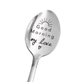 Custom stainless steel coffee spoon with Good Morning my love engraving and heart detail - Good Morning my love