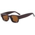 Retro thick square sunglasses in dark brown finish with deep tea tinted lenses - Coffee Frame Tea Lens