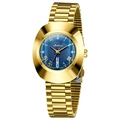 Montre Dedima en acier doré avec cadran bleu orné de chiffres romains et de diamants - Cadran Bleu