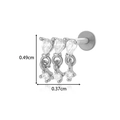 Silver titanium labret stud with diamond-shaped zircon stones and flat back post - Pear Shape Tassel Style (0193-5#) / Silver