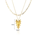 Collar de doble capa en acero inoxidable oro de 18 quilates con colgante de corazón 3D - Corazón con Borde de Cuentas en Capas (N06983)