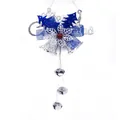 Albero di Natale blu con glitter, campanelli d'argento e fiocchi di neve decorativi - 15 Lettere Appese 4.5 Lingotto Campana / Argento