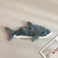Detail of plush shark skin fabric texture and stitching on a textured beige rug - 50cm Shell (No Stuffing - With Zipper) / Gray