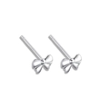 Minimalist S925 sterling silver bow knot stud earrings with polished metallic finish - Bowknot Stud Earrings