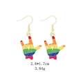 Rainbow I Love You hand sign earrings with gold Love text and zinc alloy hooks - I Love You Hand Rainbow