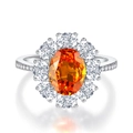 Lussuoso anello in argento S925 con pietra arancione ovale da 3 carati e halo di diamanti - US 5 / Arancio Fanta