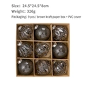 Set di 9 palline di Natale grigio scuro con motivi a diamante e rete in scatola kraft - Nero
