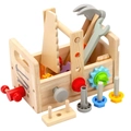 Boîte à outils en bois pour enfants avec marteau clé et accessoires colorés éducatifs - Boîte à Outils Portable 1kg