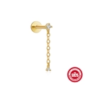 Star-shaped S925 sterling silver ear stud with hanging cubic zirconia and chain - Chain Dangle Style / Single Gold #8 (Chain)