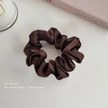 Deep coffee brown satin scrunchie with silky finish for elegant ponytail styling - Small 7cm / Dark Coffee