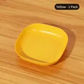 Yellow square snack plate with gold trim, 1 pack, luxury style plastic serving tray - Lemon Yellow-Deep Square Dish