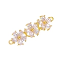 Golden flower-shaped connector with clear zircon stones for jewelry DIY crafts - Gold Triple Flower (L0663-A)