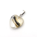 20mm natural stone heart pendant with black and gold patterns and silver clasp - Artistic Crystal Yellow Black