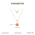 Detailed parameter diagram of gold double-layer evil eye necklace with size and weight - Gold Red (KN283038-TJG)
