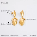 Orecchini a perno a foglia geometrica dorata in acciaio inossidabile elegante - Placcato Oro 18K / Stile Curva Geometrica (EH11281)