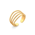 Detailed close-up of a gold-plated multi-layer ring with textured beaded lines - Hollow Four Layer Open Ring