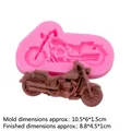 Pink silicone mold with brown chocolate motorcycle figurine showing cruise bike details - Motorcycle 1# / Pink