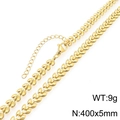 Collana regolabile a catena con foglie di grano dorate in acciaio inossidabile 18k - Stile Texture a Foglia (KN295458-ZJZL) / Oro