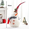 Décoration bonhomme de neige en peluche 40cm avec bonnet rouge et écharpe grise - Petit bonhomme de neige avec bonnet de Noël