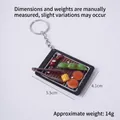 Miniature grill keychain model with realistic chicken legs and corn for dollhouse decor - Edamame & Meat Patty BBQ Tray - With Keyring