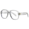 Modern retro square sunglasses in smoky grey transparent frame with gold arrow hinge - Grey Frame White Lens