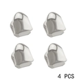 Set di 4 grillz hip hop argentati con finitura metallica lucida a specchio - Set da 4 Pezzi / Argento