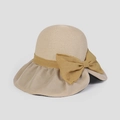 Elegant beige straw sun hat with large bow and wide brim for stylish summer UV protection - M (56-58cm) / Yellow