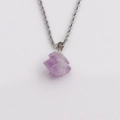 Collar con colgante de cristal de amatista púrpura irregular en cadena de plata - Piedra de Amatista Natural