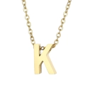 Short gold K initial necklace in stainless steel with a high-polished finish - Letter K(KN234001-Z)