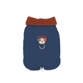 Dark blue pet vest with brown collar, cute puppy embroidery and leash D-ring attachment - S / Navy Blue
