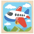 3D wooden airplane puzzle for toddlers featuring colorful red and blue aircraft design - Airplane