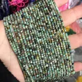 Strand of turquoise square faceted 2-3mm natural stone beads with unique mineral texture - 15-African Turquoise (Natural)