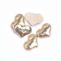 Five golden heart-shaped metal charms with Daughter engraving for DIY jewelry - Gold Heart-Daughter