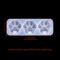 Cat paw silicone resin mold for heart keychain making, dimensions 133x47x22mm - Cat Paw Keychain Mold With Light Slot YSK#09