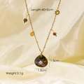 Gold plated titanium steel necklace featuring a brown faceted teardrop stone pendant - Tiger Eye