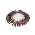 Close-up of brown stretch hair comb featuring sparkling rhinestone embellishments - Coffee with Round Rhinestones