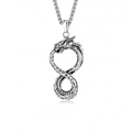 Silver dragon ouroboros infinity pendant necklace in polished stainless steel for men - Infinite Dragon + Stainless Steel Chain