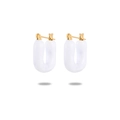 U-shaped white enamel earrings with 18K gold plated stainless steel for women - White Simple U-Shape Style(NMSE-C145-5)