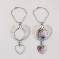 Sublimatie hanger met engelenvleugels en hart voor gepersonaliseerde autodecoratie - Hart Vleugels Stijl (CG003) / Zilver