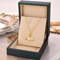 Collana in acciaio al titanio con ciondolo a cuore d'angelo e opale in scatola verde - Oro