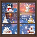 Christmas window stickers featuring Santa Claus and snowman on a dark wood frame - Set of 6 BQ(432-434)+(436-438)