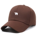 Dark brown cotton baseball cap featuring white polar bear embroidery and curved brim - Coffee