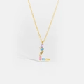 S925 silver necklace with golden letter L pendant featuring colorful cubic zirconia stones - 925 Silver / L